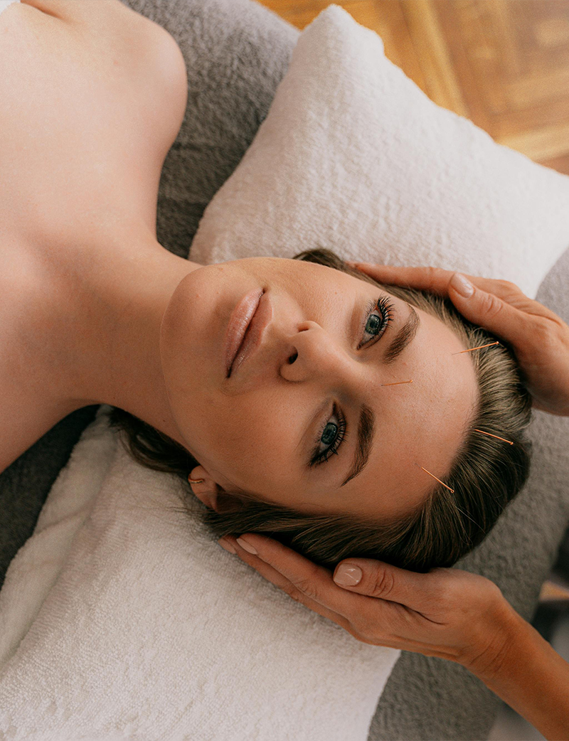 Contact Relaxing Acupuncture Therapy Session In Progress